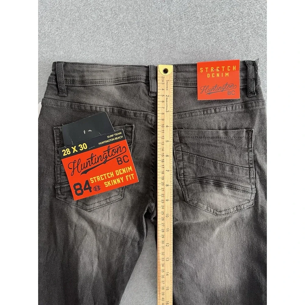 Huntington BC Jeans Mens 28x30 Skinny‎ Fit Stretch Denim Storm Black Surf Team